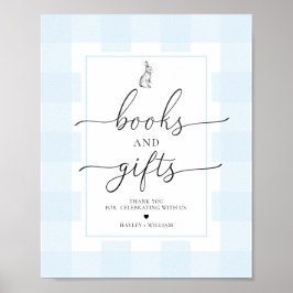 Blue Gingham konijntje boeken en geschenken Poster