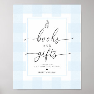 Blue Gingham konijntje boeken en geschenken Poster