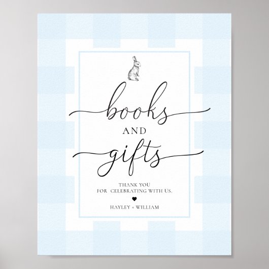 Blue Gingham konijntje boeken en geschenken Poster (Voorkant)