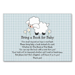 BLUE GINGHAM LAMB BABY SHOWER BOEK AANVRAAG KAART