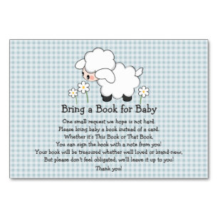 BLUE GINGHAM LAMB BABY SHOWER BOEK AANVRAAG KAART