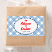 Blue gingham land rustieke bruiloft gunst label (Insitu)