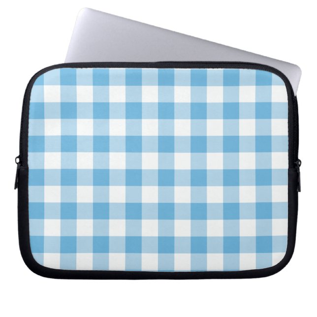 Blue Gingham Laptop Sleeve (Voorkant)