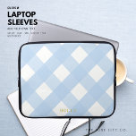 Blue Gingham-laptophoes, 15-inch op maat Laptop Sleeve<br><div class="desc">Nuttig en knap... wat wil een meisje nog meer ? Zorg dat het uitsluitend door u wordt gepersonaliseerd met jouw naam.</div>