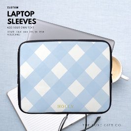 Blue Gingham-laptophoes, 15-inch op maat Laptop Sleeve