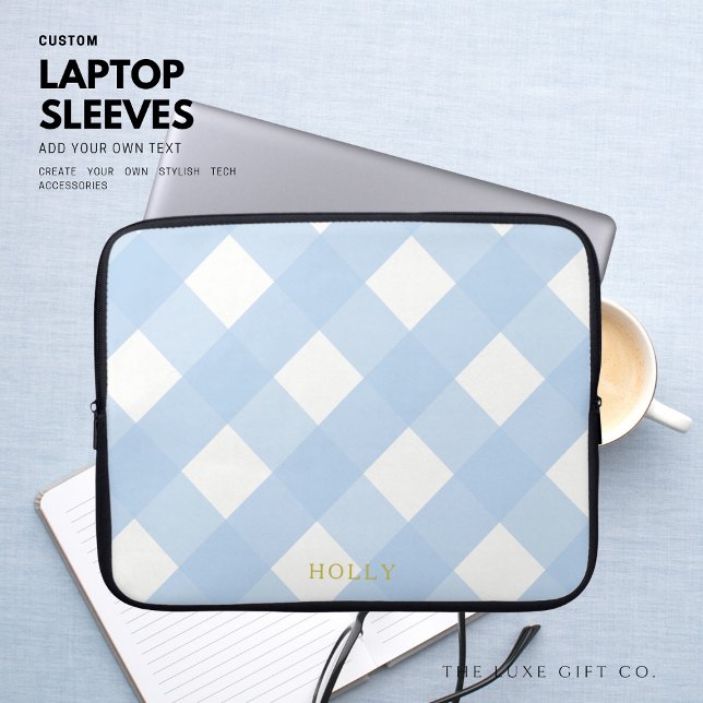 Blue Gingham-laptophoes, 15-inch op maat Laptop Sleeve (Creator heeft geüpload)