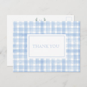 Blue Gingham Laurel Crest Bedankt Briefkaart