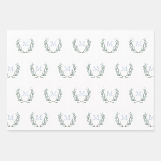 Blue Gingham Laurel Crest Inpakpapier Vel (Voorkant 2)