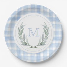 Blue Gingham Laurel Crest Papier Borden