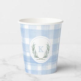 Blue Gingham Laurel Crest Papieren Bekers