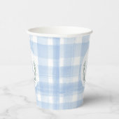 Blue Gingham Laurel Crest Papieren Bekers (Rechts)