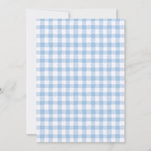 Blue Gingham Little Boo Ghost Baby shower Kaart (Achterkant)