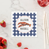 Blue Gingham Lobster Wedding Napkins Servet (Insitu)
