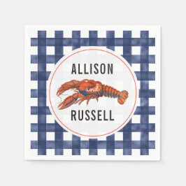 Blue Gingham Lobster Wedding Napkins Servet