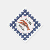 Blue Gingham Lobster Wedding Napkins Servet (Hoek)