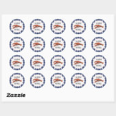 Blue Gingham Lobster Wedding Ronde Sticker (Vel)
