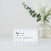 Blue Gingham Luier Raffle Picknick Baby shower Informatiekaartje (Staand voorkant)