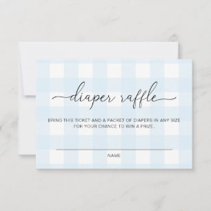 Blue Gingham Luier Raffle Ticket Kaart