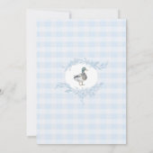 Blue Gingham Mallard Duck Baby shower Invitation Kaart (Achterkant)