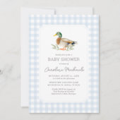 Blue Gingham Mallard Duck Baby shower Kaart (Voorkant)