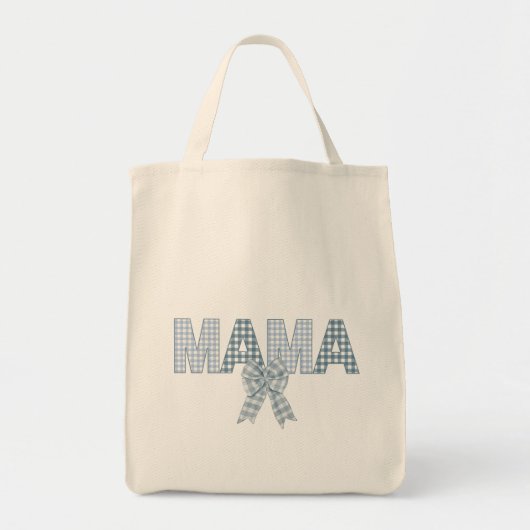 Blue Gingham MAMA met boog Tote Bag (Voorkant)