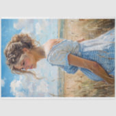 Blue Gingham Maternity | Decoupage voor zachte lan Tissuepapier (Voorkant)