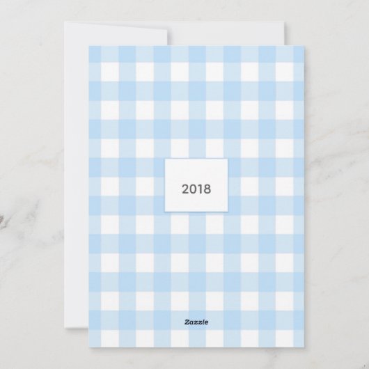 Blue Gingham Merry Christmas Kaart (Achterkant)