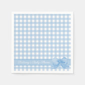 Blue Gingham met Bow Baby shower Napkins Servet (Voorkant)
