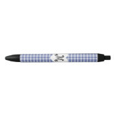 Blue Gingham met een hart Zwarte Inkt Pen (Voorkant)