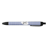 Blue Gingham met een hart Zwarte Inkt Pen (Bodem)