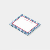 Blue Gingham met Red Border Post-it® Notes (Schuin)