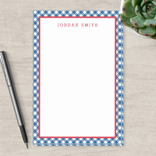 Blue Gingham met Red Border Post-it® Notes