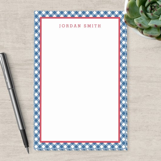 Blue Gingham met Red Border Post-it® Notes