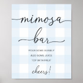 Blue Gingham Mimosa Bar Sign. Poster (Voorkant)