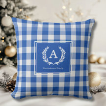Blue Gingham Monogram Crest