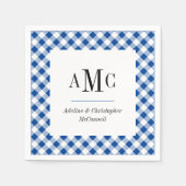 Blue Gingham Monogram en naam Servet (Voorkant)