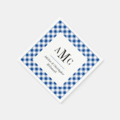 Blue Gingham Monogram en naam Servet (Hoek)