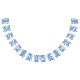 Blue Gingham Monogram Picnic Bunting Banner