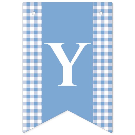 Blue Gingham Monogram Picnic Bunting Banner (Tweede vlag)