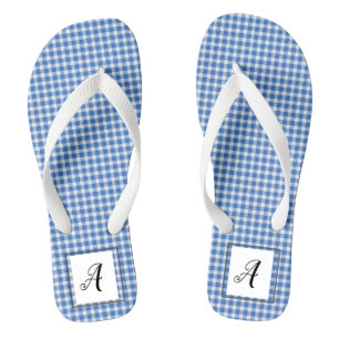 Blue Gingham Monogram Teenslippers