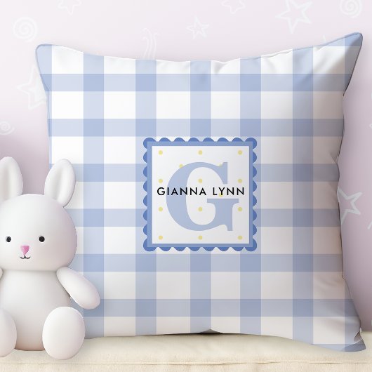 Blue Gingham Monogrammed Kussen