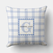 Blue Gingham Monogrammed Kussen (Achterkant)