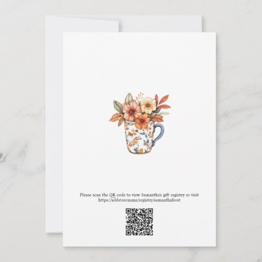 Blue Gingham Off the Market QR Code Bridal Shower Kaart (Achterkant)