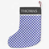 Blue Gingham Offblack Collar - aangepaste naam Kleine Kerstsok (Achterkant)