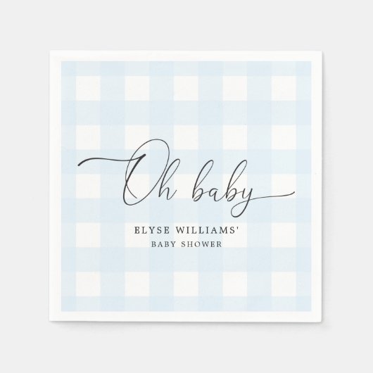Blue Gingham Oh Baby Paper Napkin Servet (Voorkant)