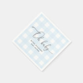 Blue Gingham Oh Baby Paper Napkin Servet (Hoek)