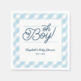 Blue Gingham "Oh Boy" Baby shower Napkins Servetten