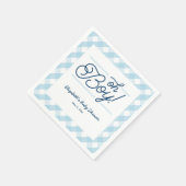 Blue Gingham "Oh Boy" Baby shower Napkins Servetten (Hoek)