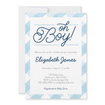 Blue Gingham "Oh Boy" Baby Shower Uitnodigingen
