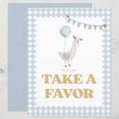 Blue Gingham One Gekke Goose Party voorkeursbord (Voorkant / Achterkant)